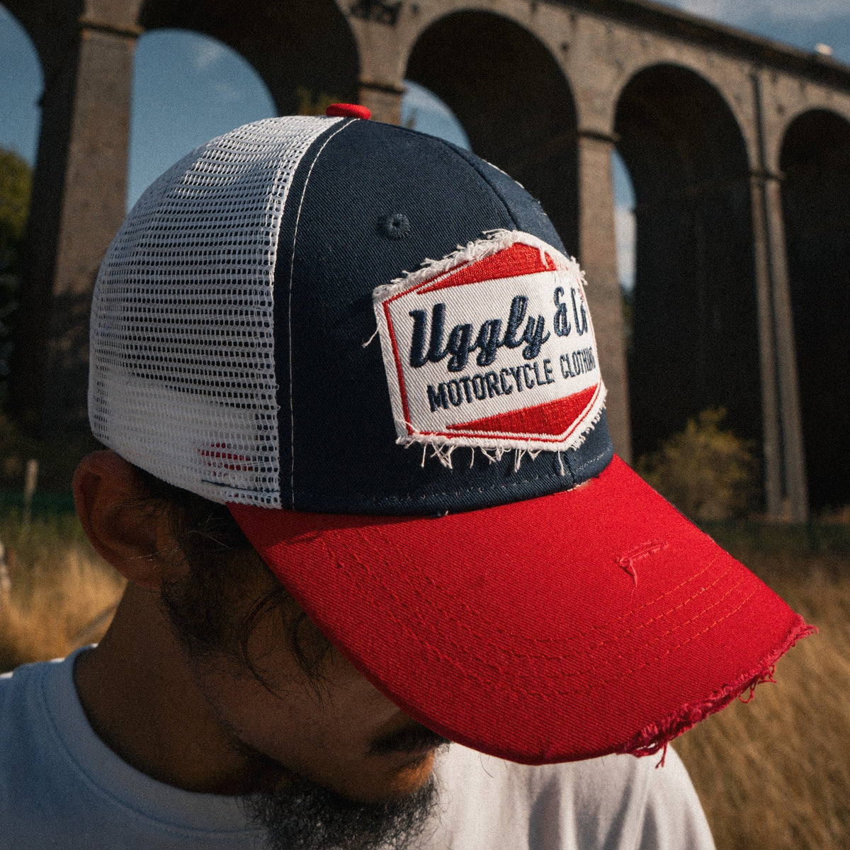 Blue & Red Diamond Trucker Hat - Swagger & Jacks Ltd