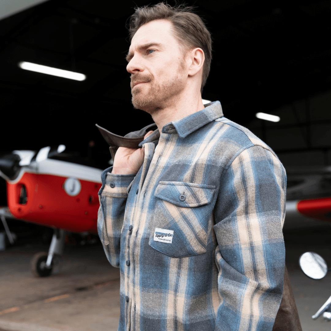 Denim Green & Cream Flannel Shirt - Swagger & Jacks Ltd