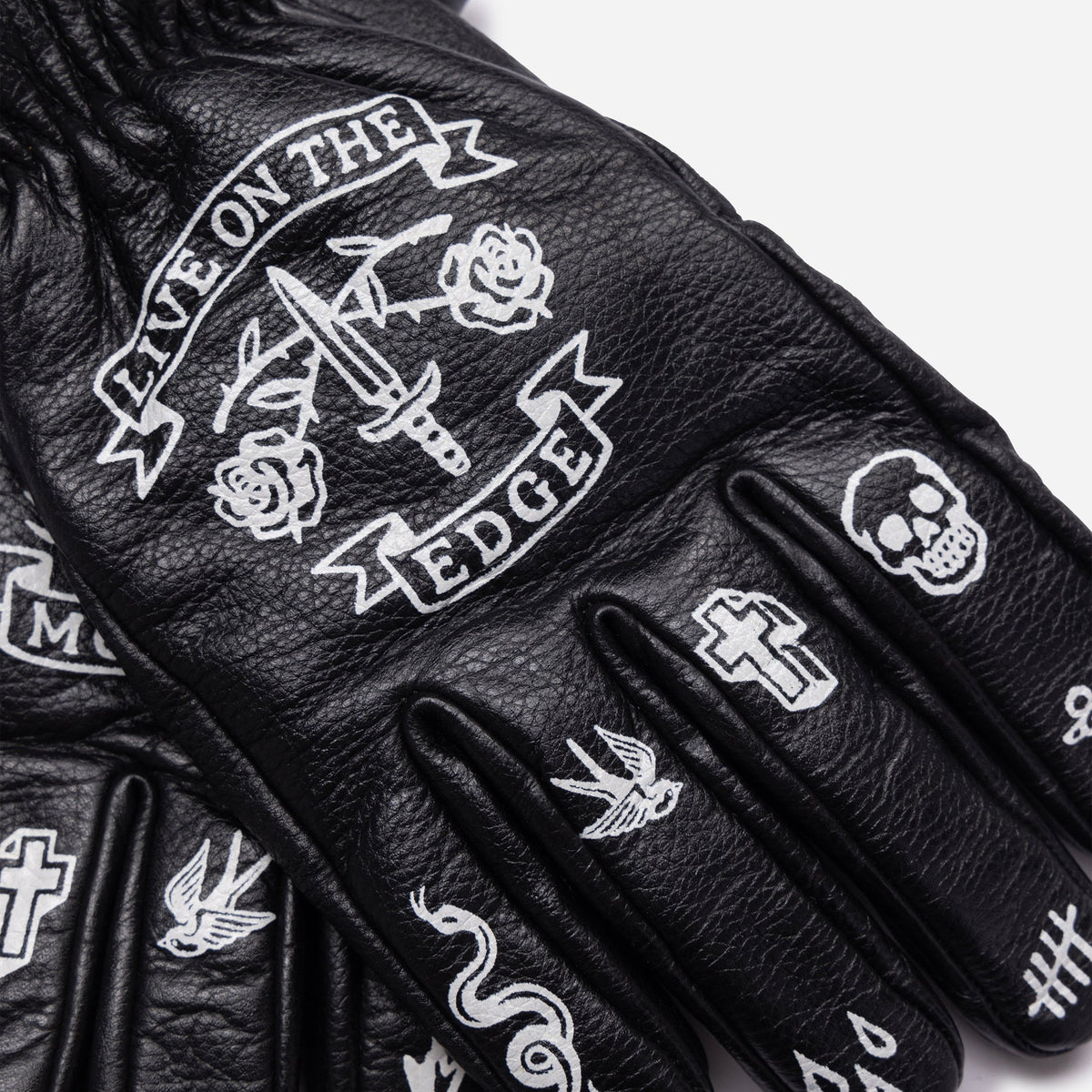 MacLeod Motor Memento Mori Black Motorcycle Gloves - Swagger & Jacks Ltd