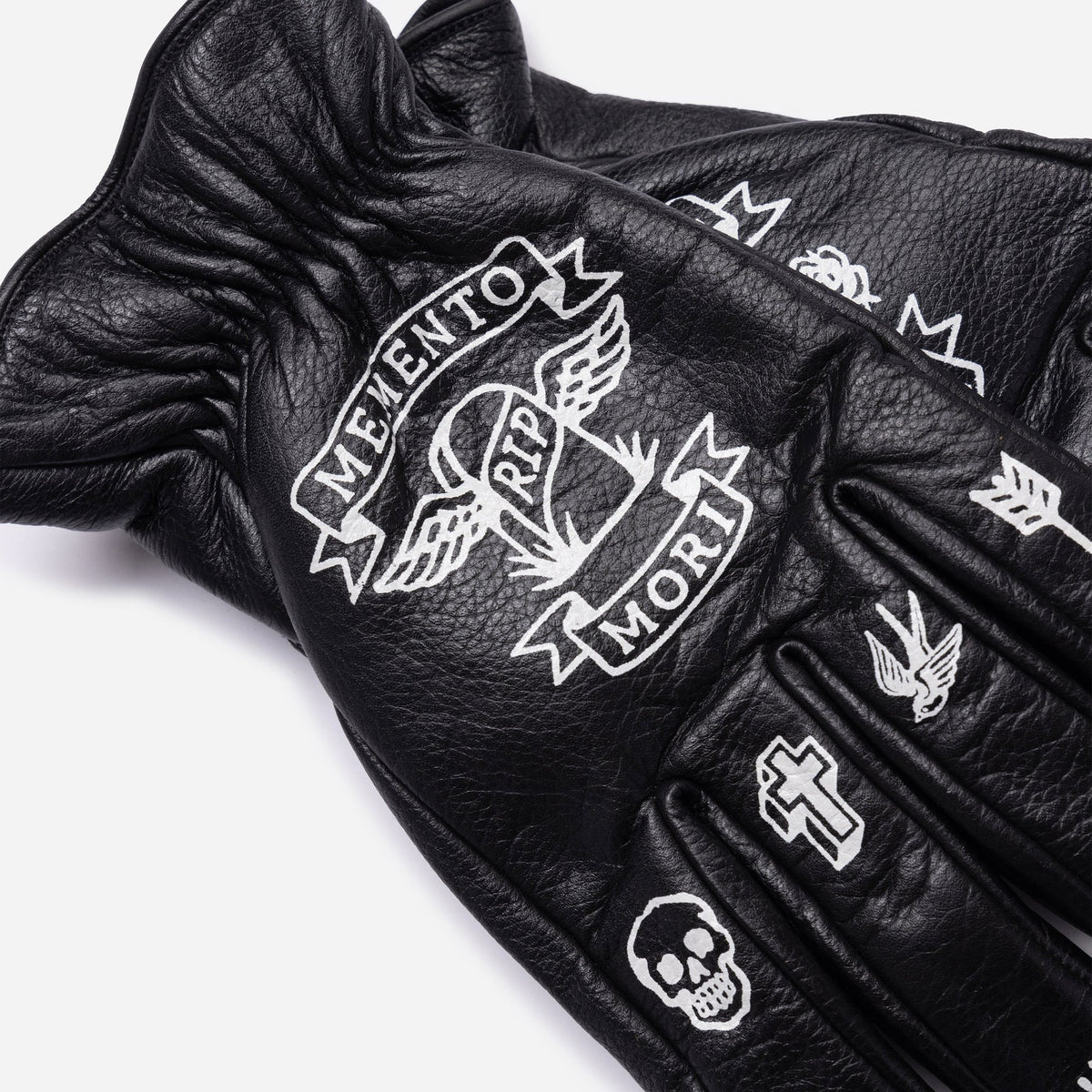 MacLeod Motor Memento Mori Black Motorcycle Gloves - Swagger & Jacks Ltd