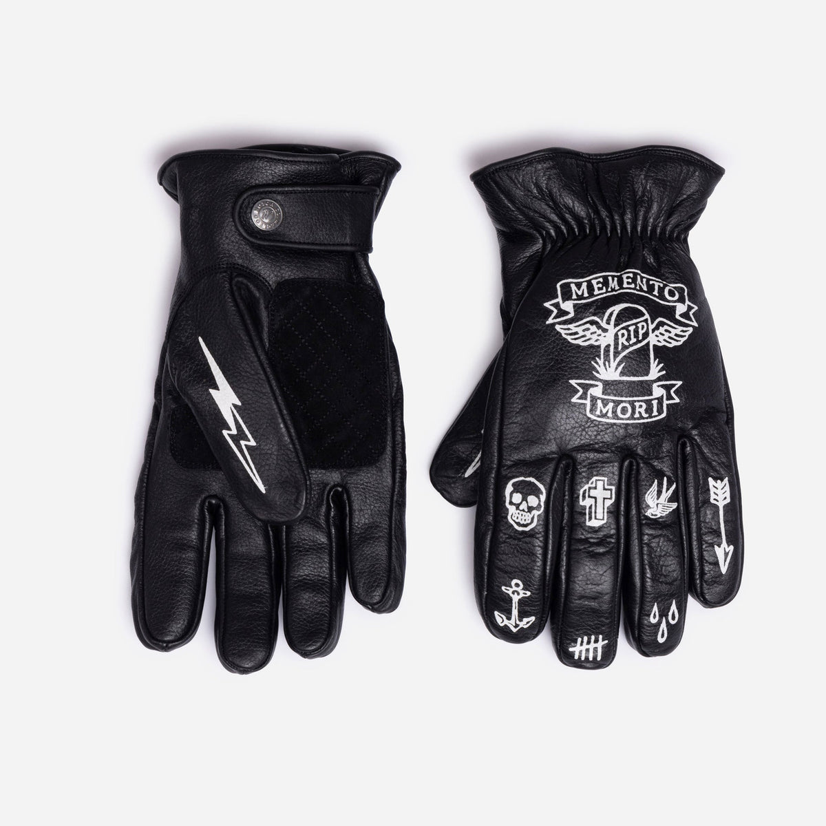MacLeod Motor Memento Mori Black Motorcycle Gloves - Swagger & Jacks Ltd