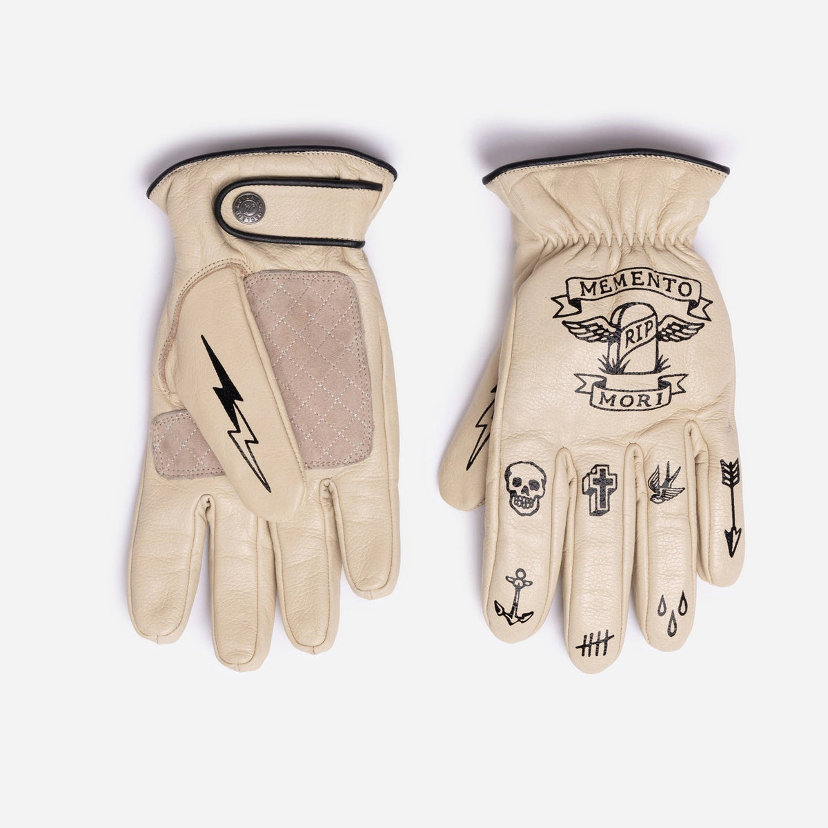 MacLeod Motor Memento Mori Cream Motorcycle Gloves - Swagger & Jacks Ltd