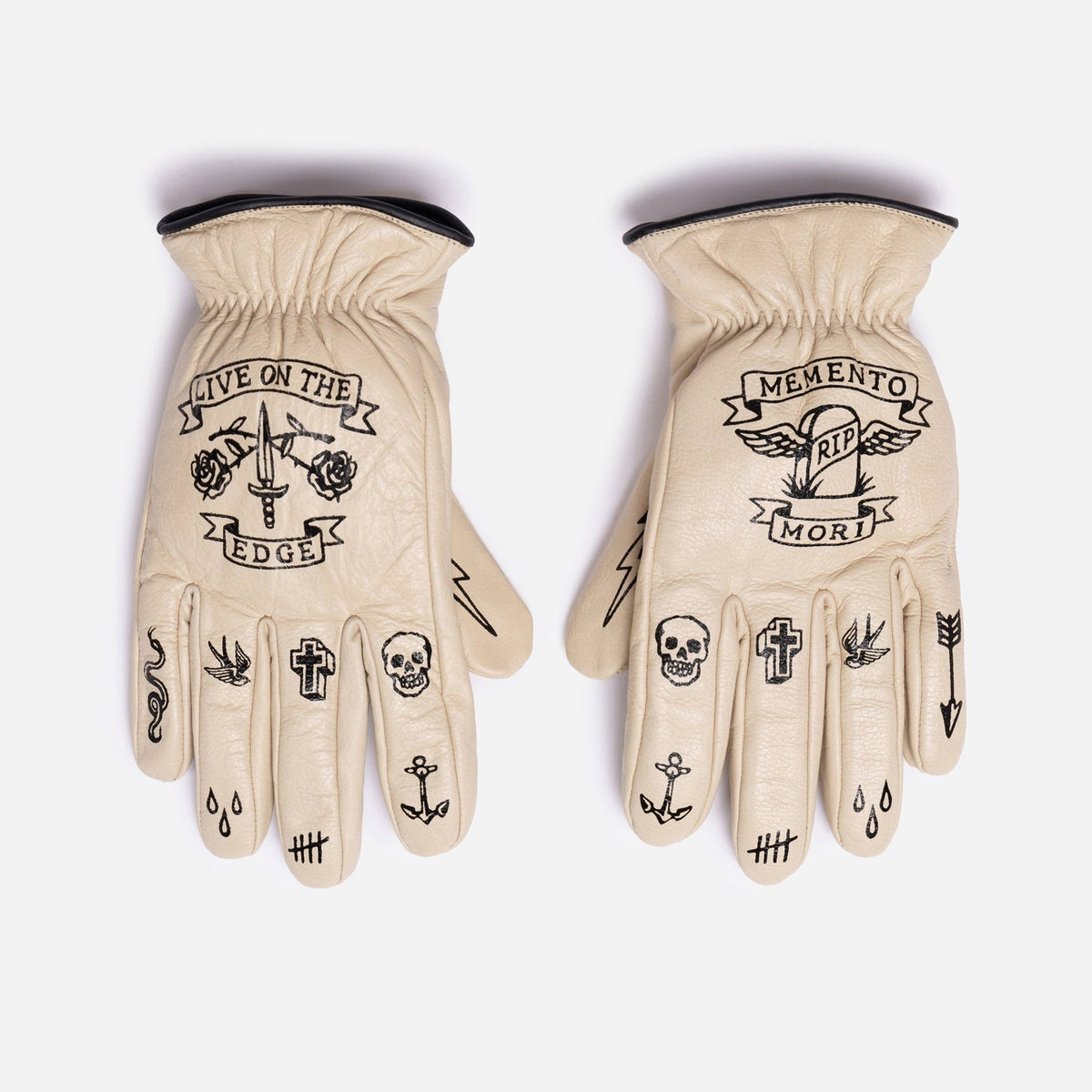 MacLeod Motor Memento Mori Cream Motorcycle Gloves - Swagger & Jacks Ltd
