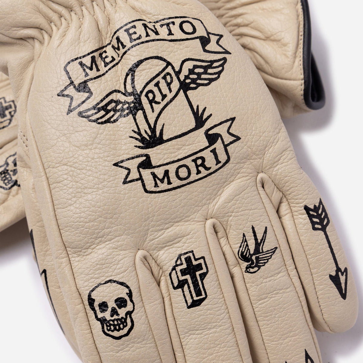MacLeod Motor Memento Mori Cream Motorcycle Gloves - Swagger & Jacks Ltd