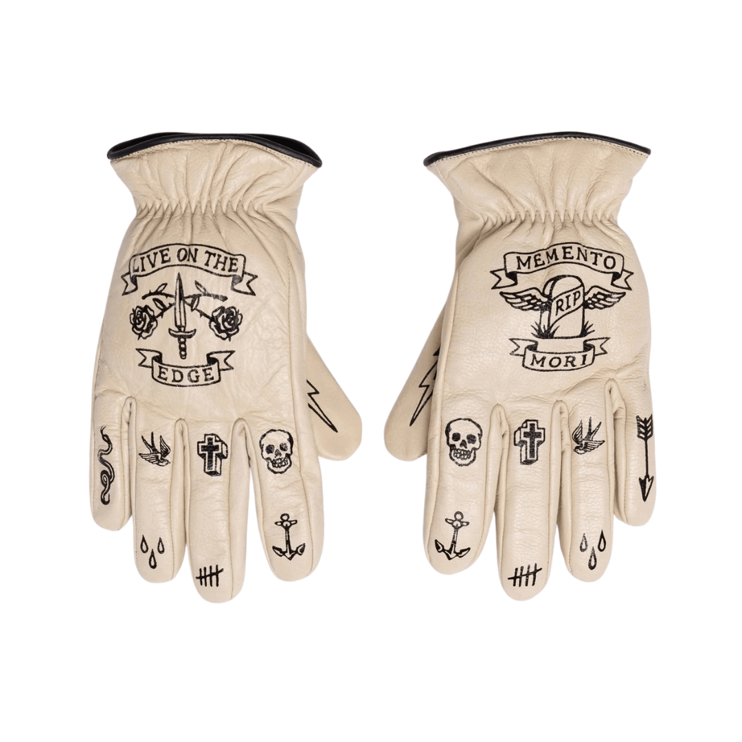 MacLeod Motor Memento Mori Cream Motorcycle Gloves - Swagger & Jacks Ltd