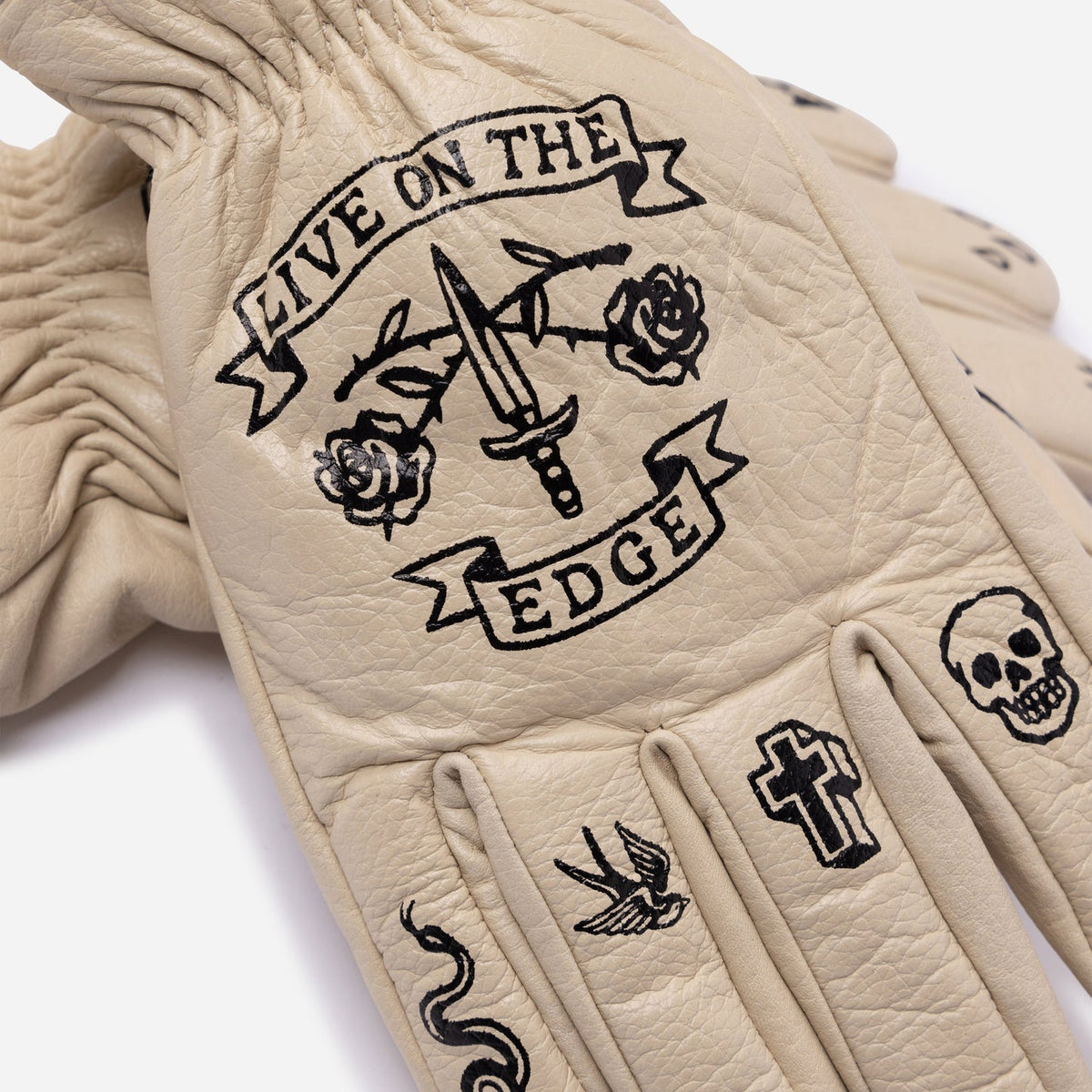 MacLeod Motor Memento Mori Cream Motorcycle Gloves - Swagger & Jacks Ltd