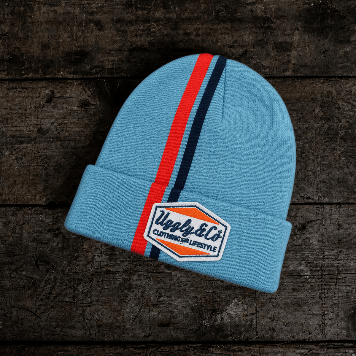 Retro Diamond Light Blue & Orange Beanie - Swagger & Jacks Ltd