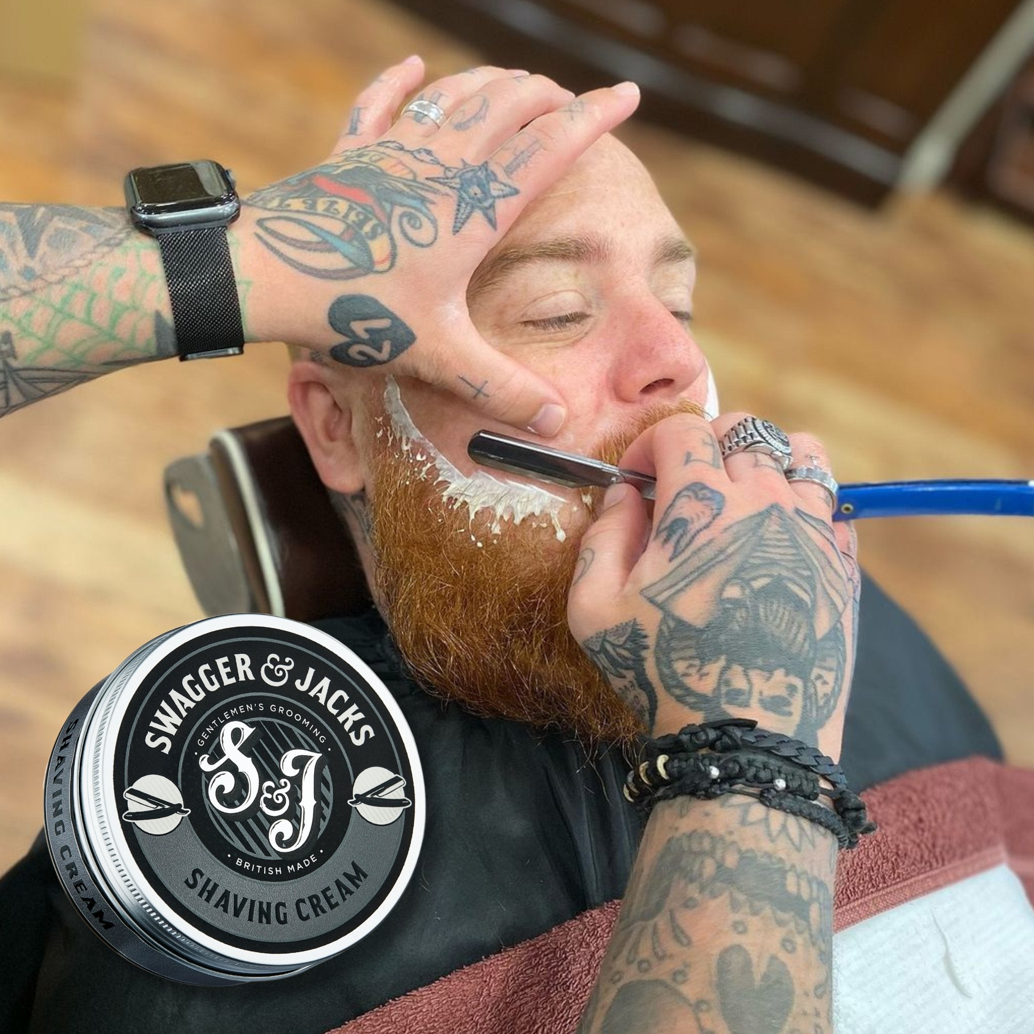 Swagger & Jacks Shaving Cream 125ml – rich creamy lather prevents razor burn and irritation