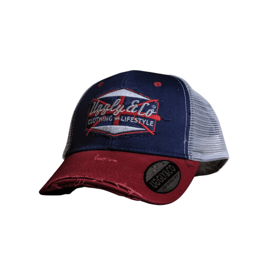 Uggly & Co Union Jack Red & Blue Diamond Cap - Swagger & Jacks Ltd