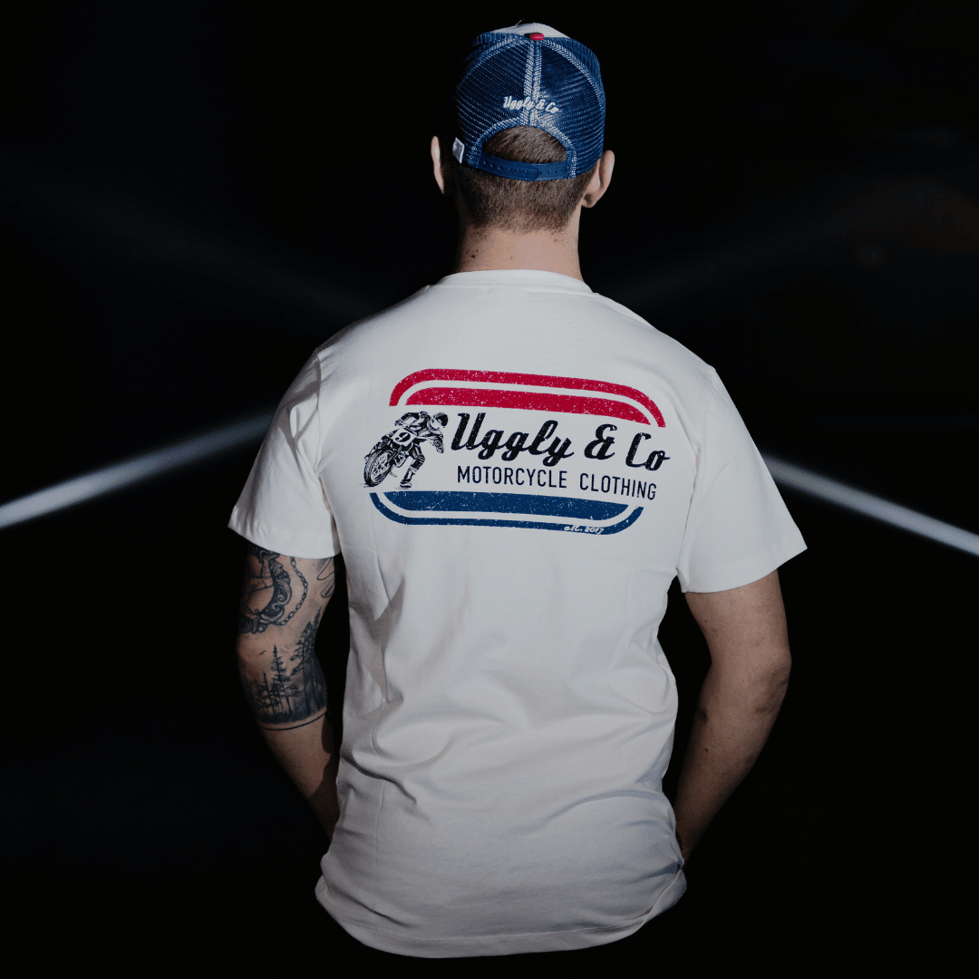 White Flattrack Tee - Swagger & Jacks Ltd