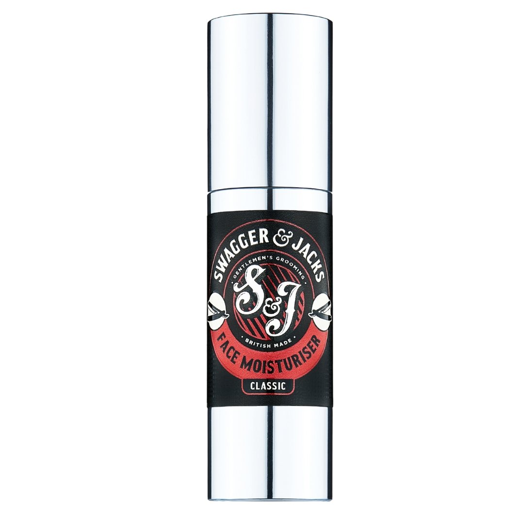 Swagger & Jacks Classic Face Moisturiser – vegan non-oily men’s skincare with sandalwood fragrance and matte finish