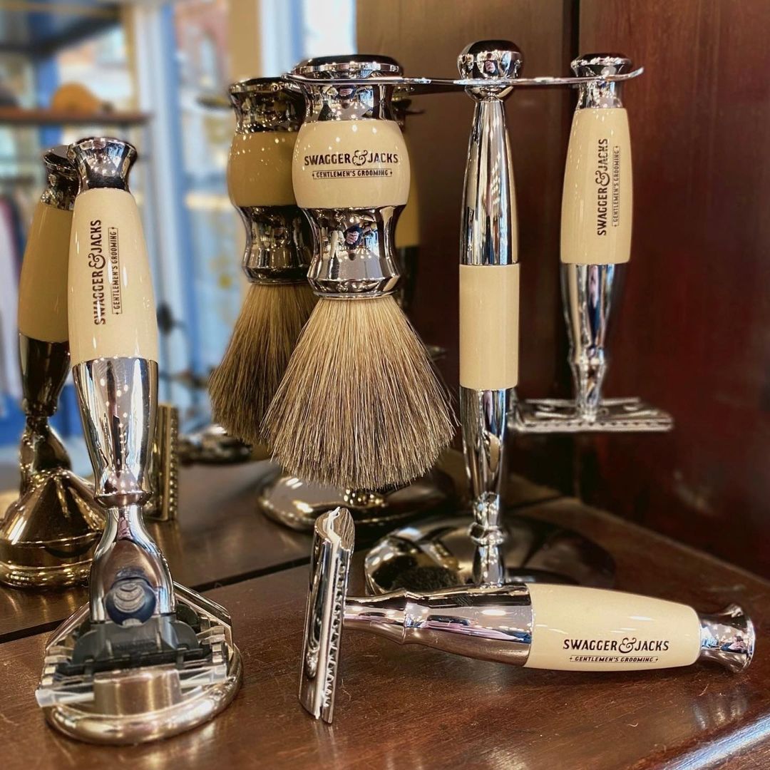 Double Edged Safety Razor in Chrome-Ivory - Swagger & Jacks Gentlemen's Grooming Ltd