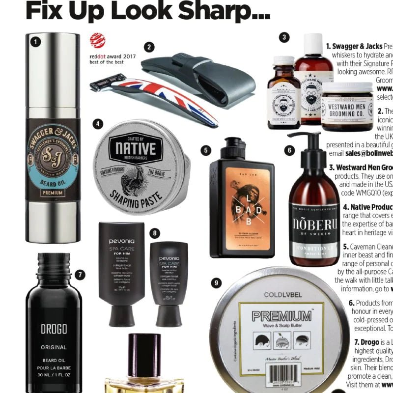 Swagger & Jacks Premium Beard Oil press feature – as seen in GQ Magazine men’s grooming recommendations
