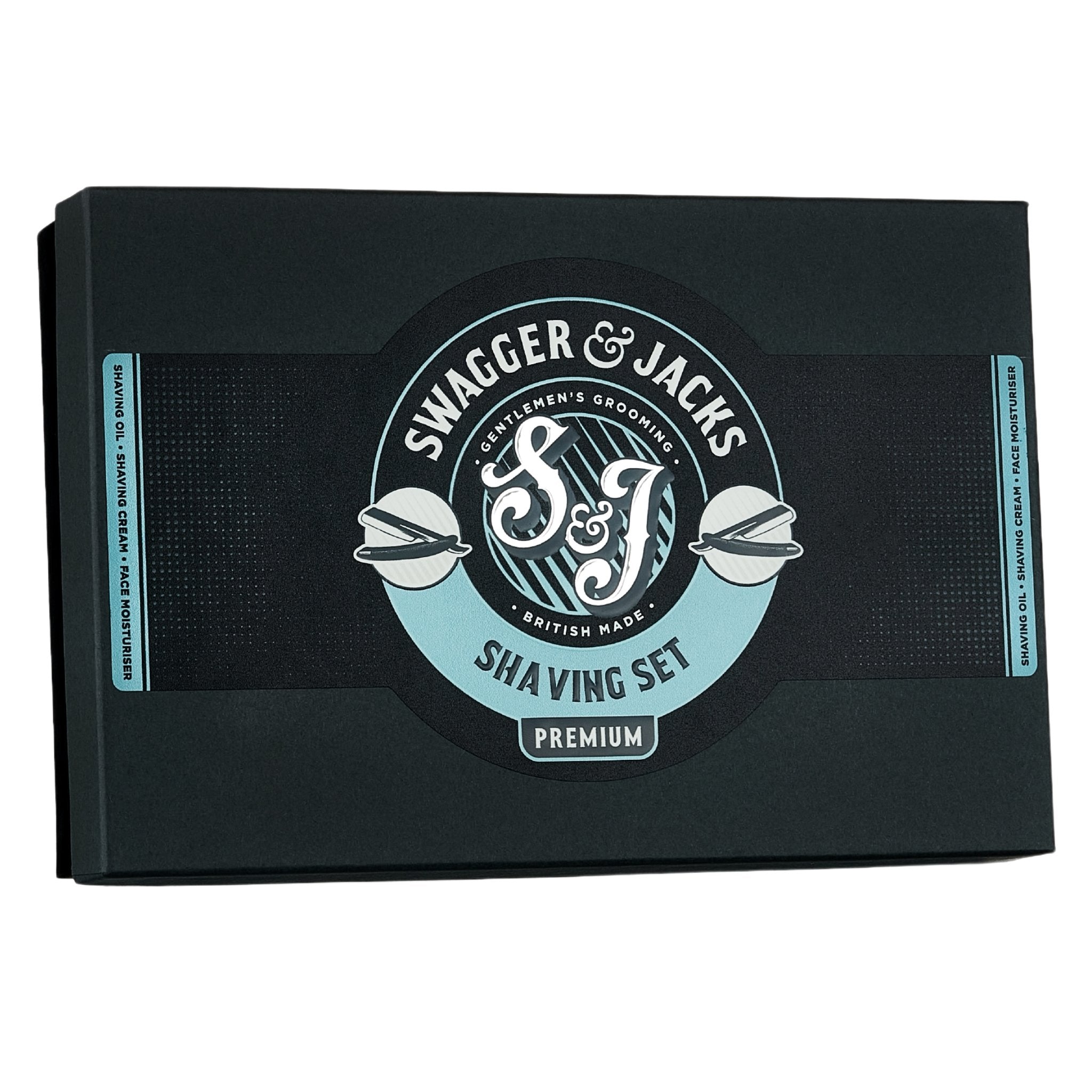 Swagger & Jacks Premium Shaving Gift Box – barbershop-quality shaving products presented in branded packaging
