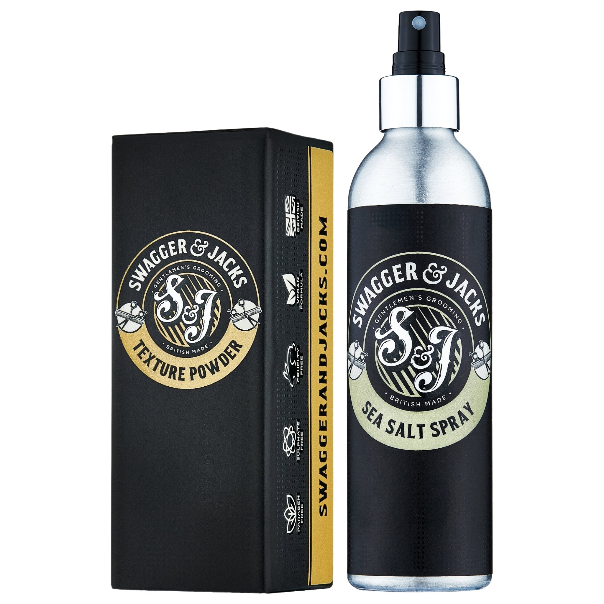 Swagger & Jacks Texture Set – Sea Salt Spray and Texture Powder for men’s hair thickening and styling