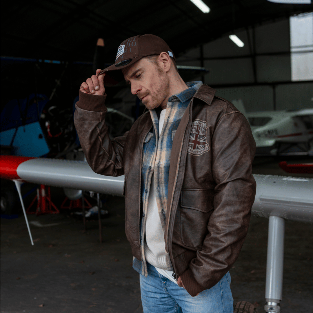 Uggly & Co Brown 'Aviation' Diamond Trucker Hat