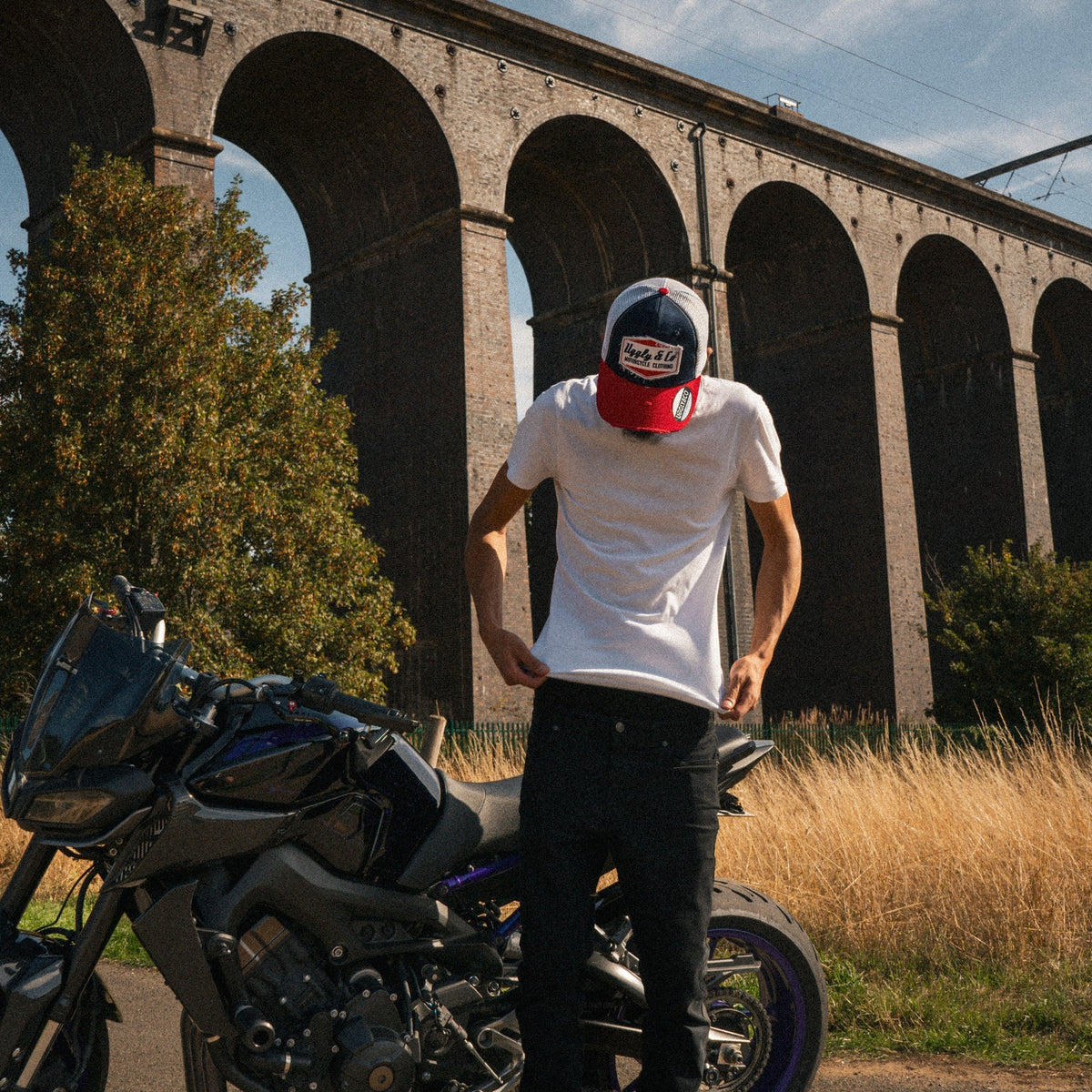 Blue & Red Diamond Trucker Hat - Swagger & Jacks Ltd