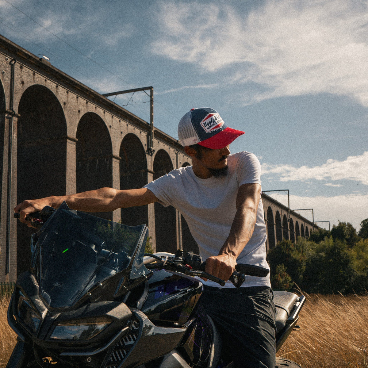Blue & Red Diamond Trucker Hat - Swagger & Jacks Ltd