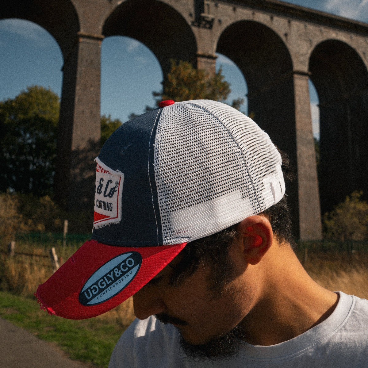 Blue & Red Diamond Trucker Hat - Swagger & Jacks Ltd