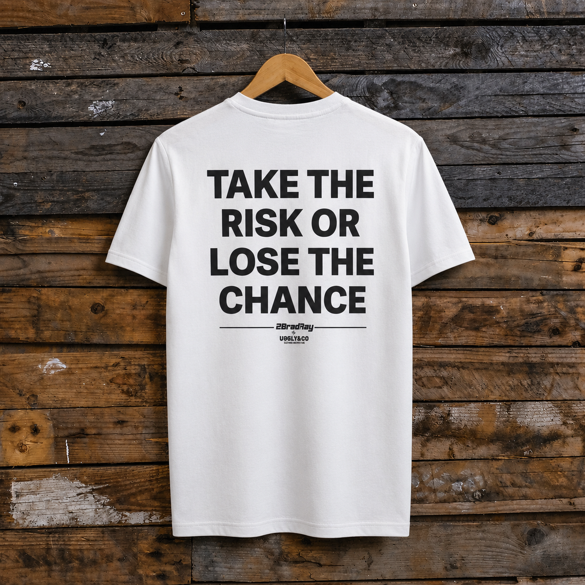 Uggly & Co White Bradley Ray 'Take the Risk' T-Shirt