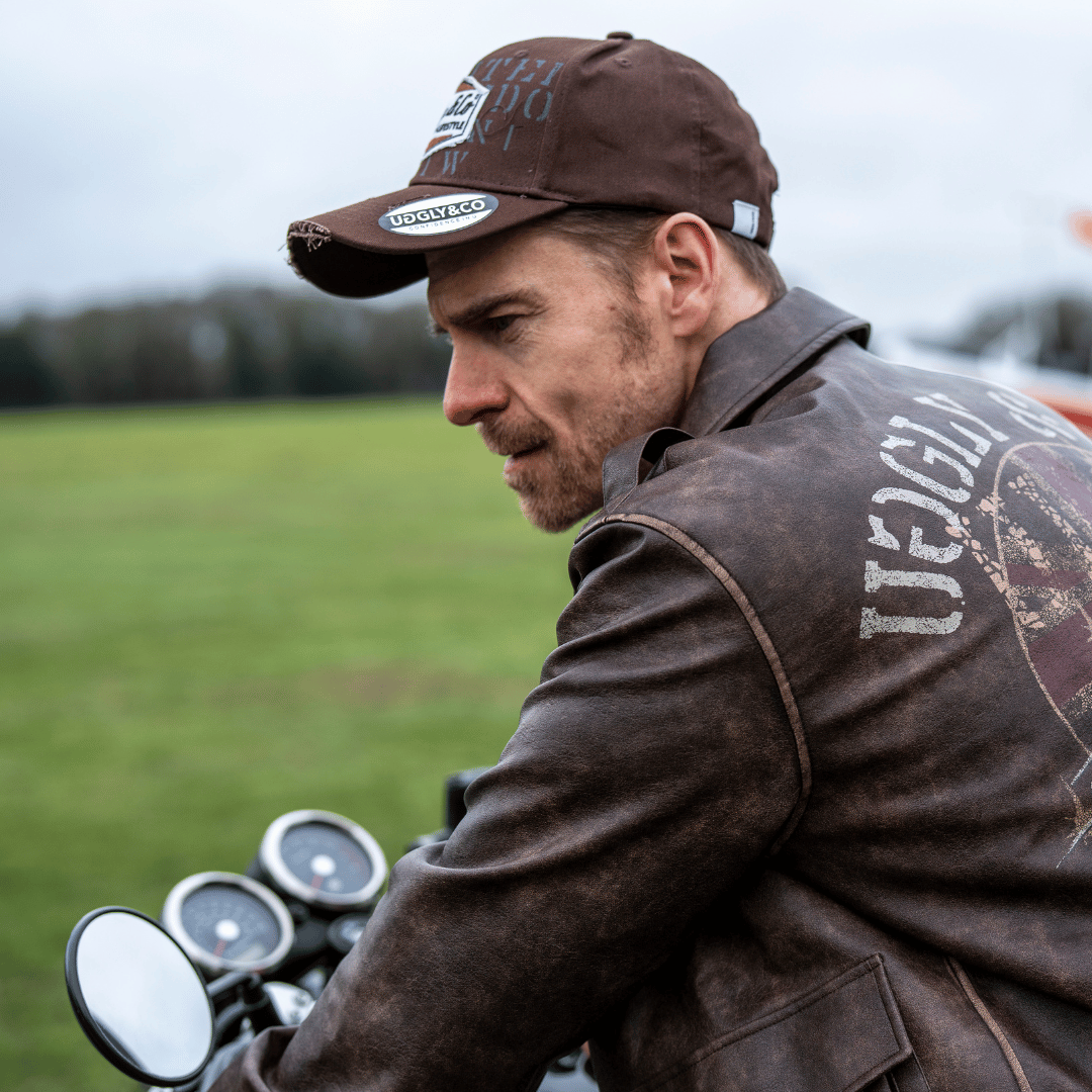 Uggly & Co Brown 'Aviation' Diamond Trucker Hat