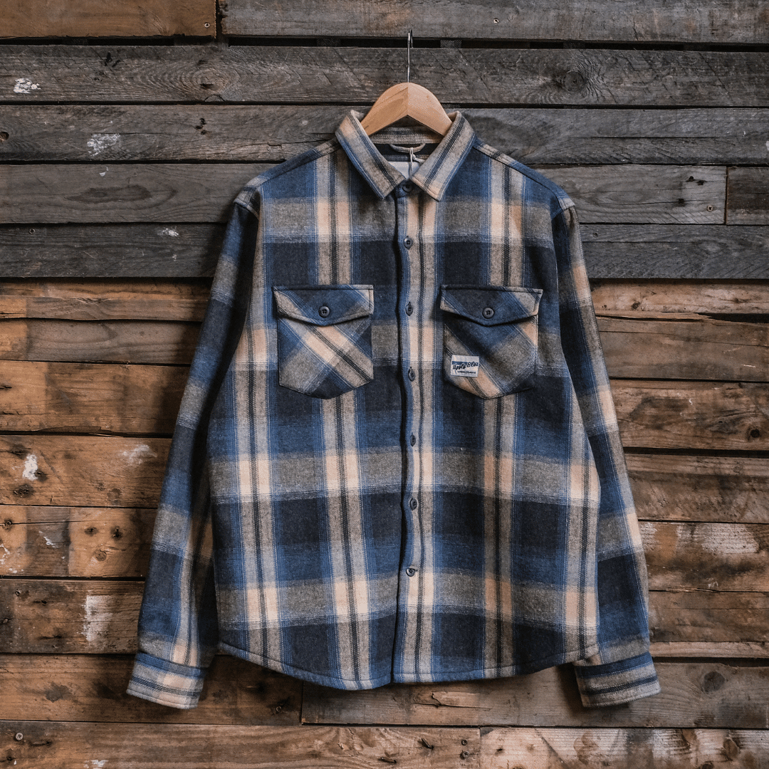 Denim Green & Cream Flannel Shirt - Swagger & Jacks Ltd