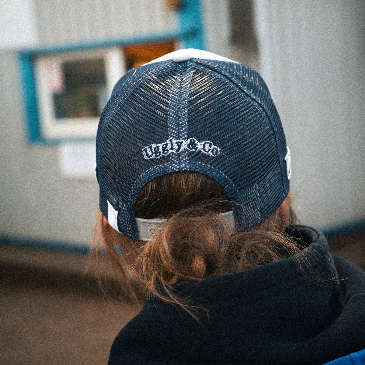 Uggly & Co Off White & Navy Diamond Cap