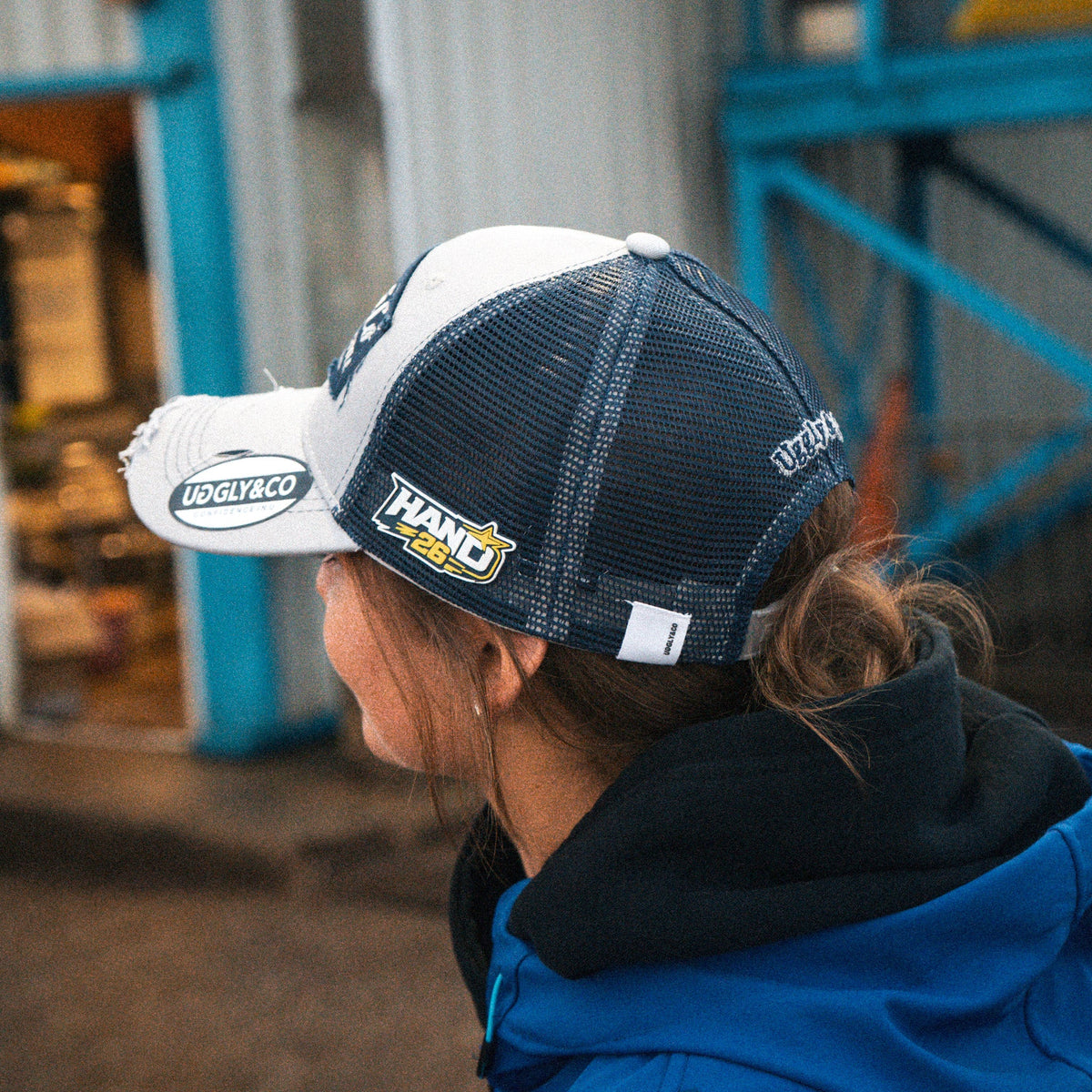 Uggly & Co Off White & Navy Diamond Cap