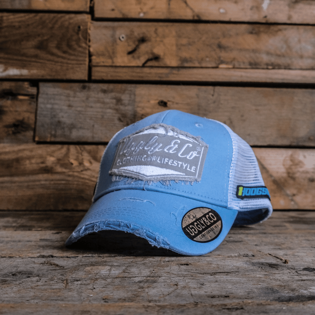 Light Blue & Silver Diamond Trucker Hat - Swagger & Jacks Ltd