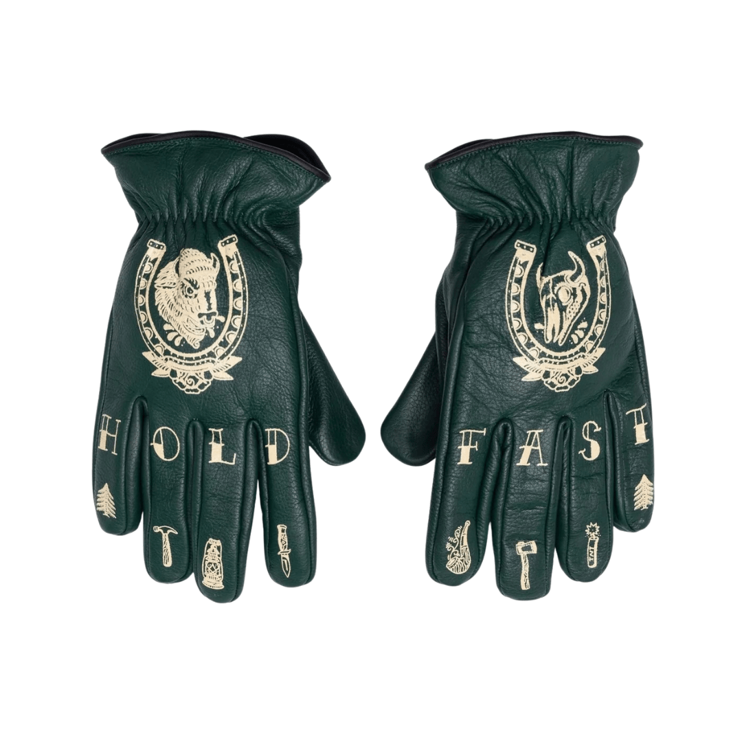 MacLeod Motor Hold Fast Green Motorcycle Gloves - Swagger & Jacks Ltd