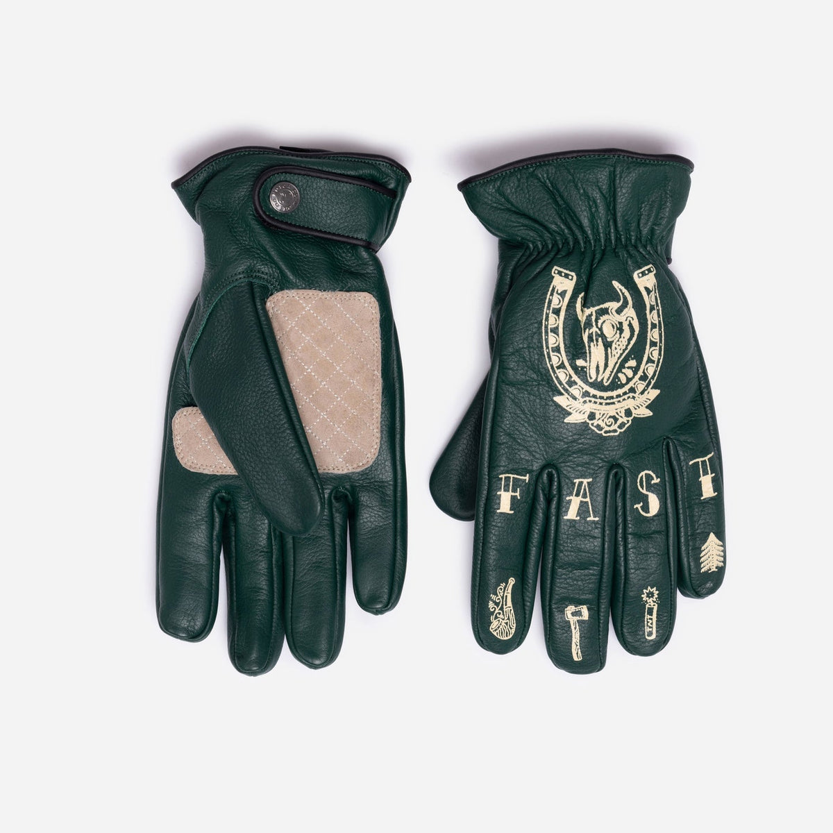 MacLeod Motor Hold Fast Green Motorcycle Gloves - Swagger & Jacks Ltd