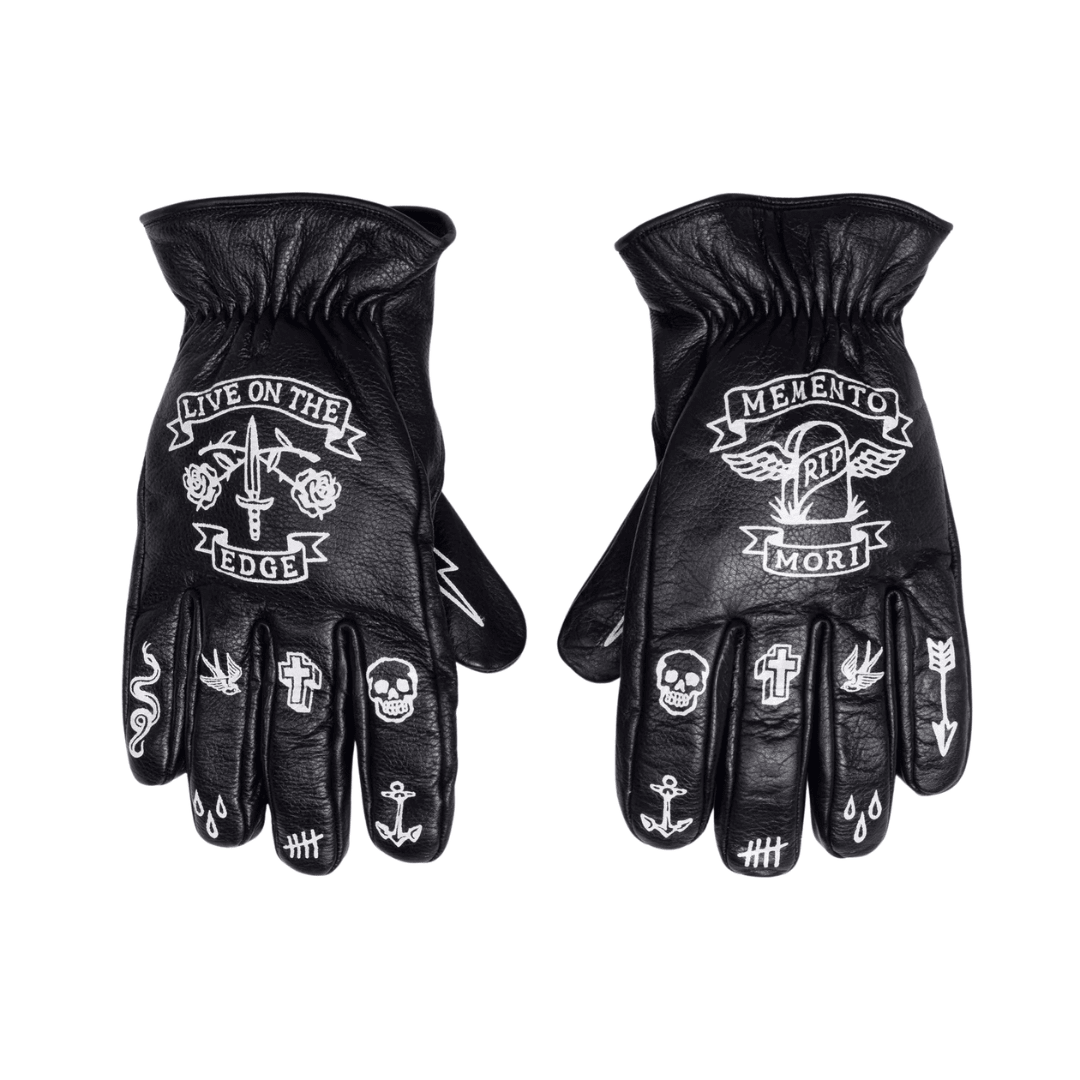 MacLeod Motor Memento Mori Black Motorcycle Gloves - Swagger & Jacks Ltd