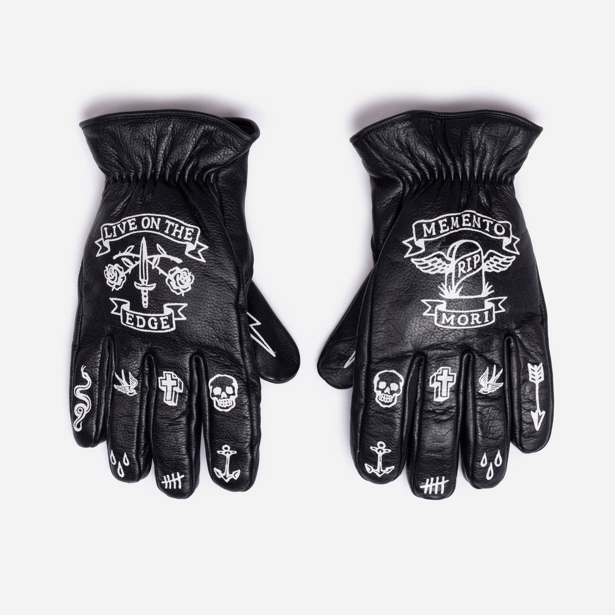MacLeod Motor Memento Mori Black Motorcycle Gloves - Swagger & Jacks Ltd