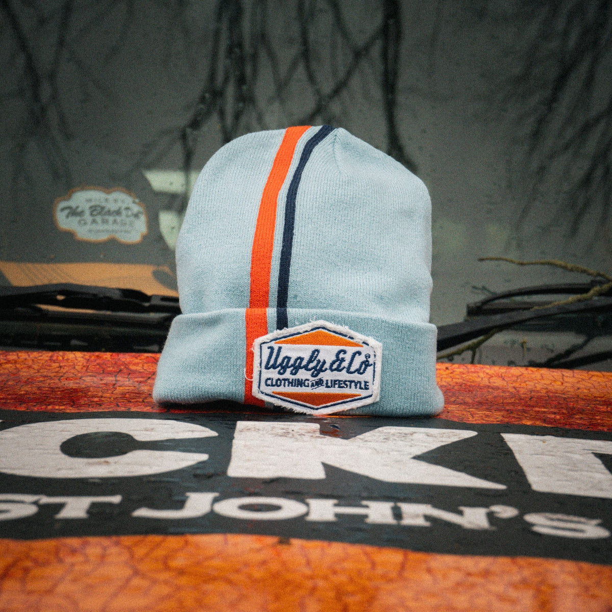Retro Diamond Light Blue & Orange Beanie - Swagger & Jacks Ltd