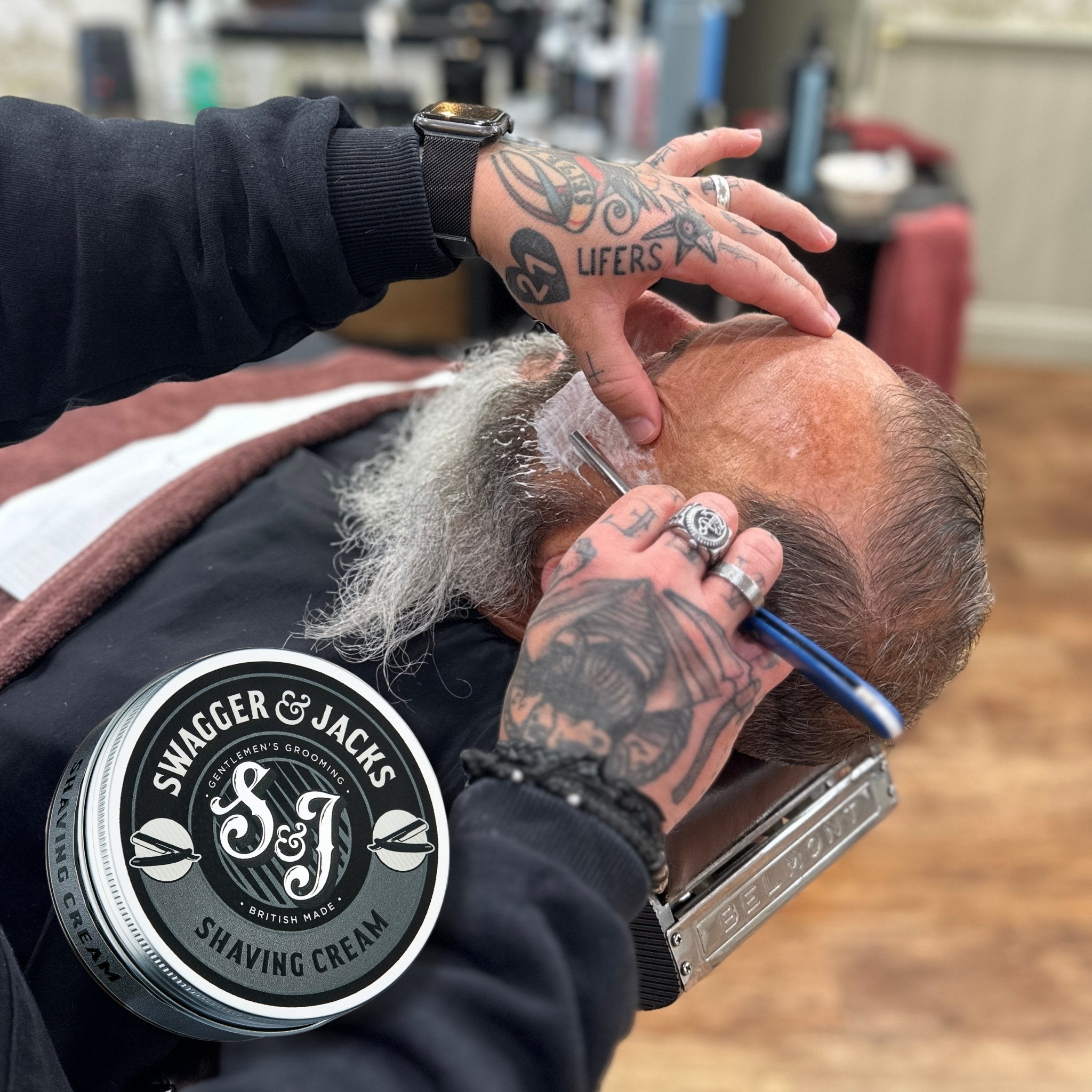 Swagger & Jacks Shaving Cream 125ml – rich creamy lather prevents razor burn and irritation
