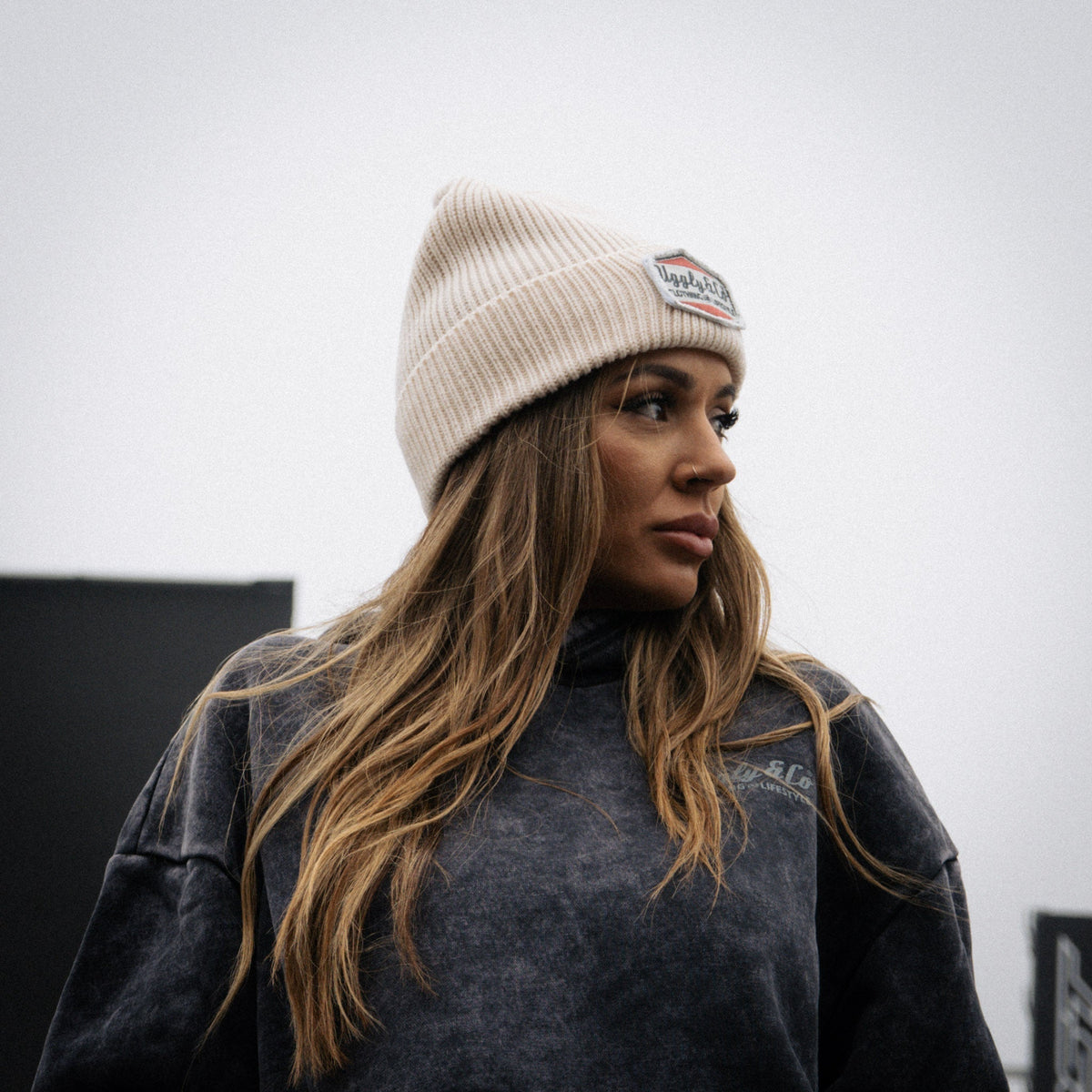 Uggly & Co Beige Diamond Beanie - Swagger & Jacks Ltd