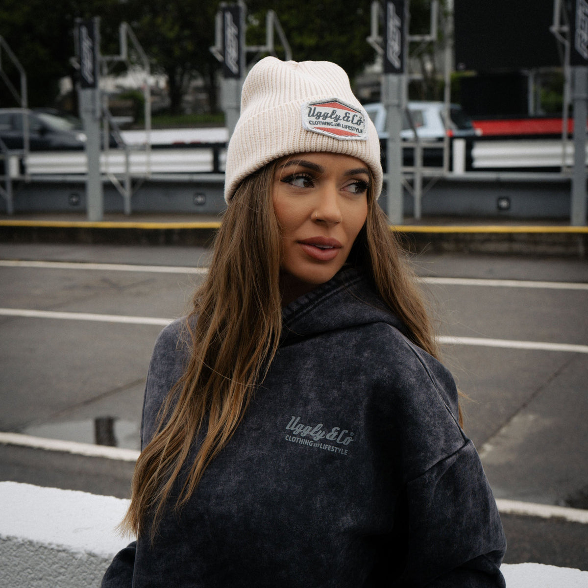 Uggly & Co Beige Diamond Beanie - Swagger & Jacks Ltd