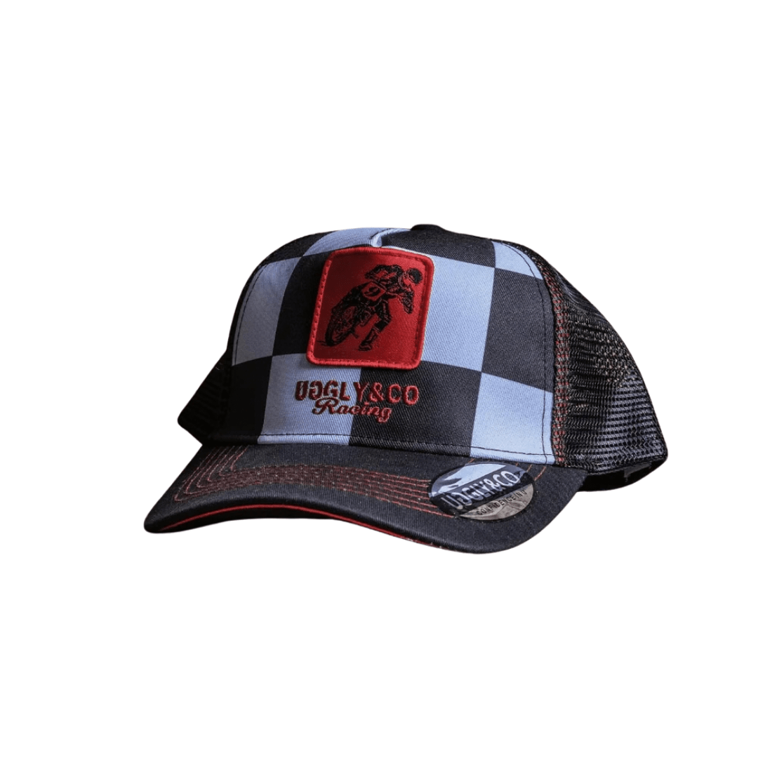 Uggly & Co Chequered Flat Track Trucker Hat - Swagger & Jacks Ltd