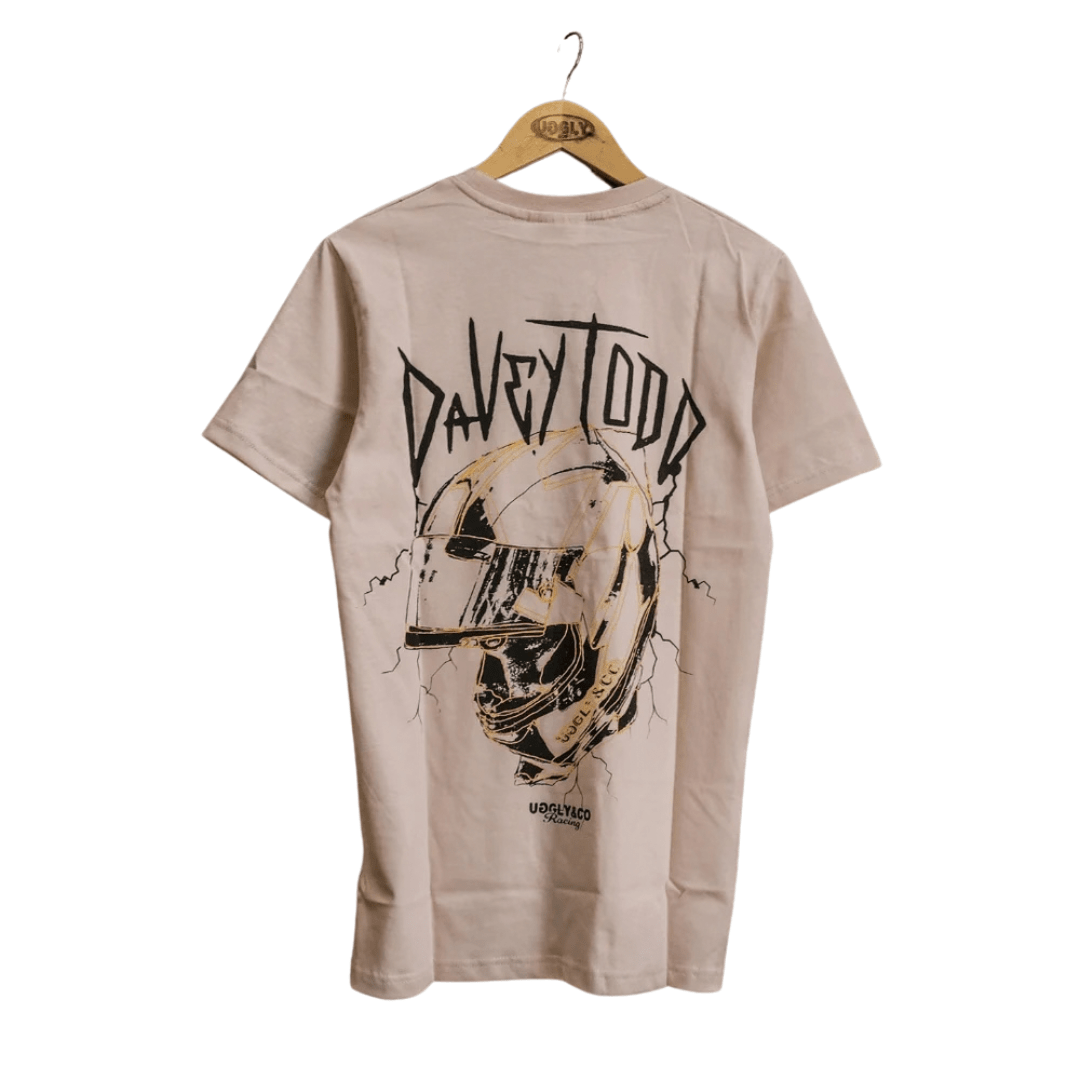 Uggly & Co Davey Todd ‘Lightning Bolt’ Beige Tee - Swagger & Jacks Ltd