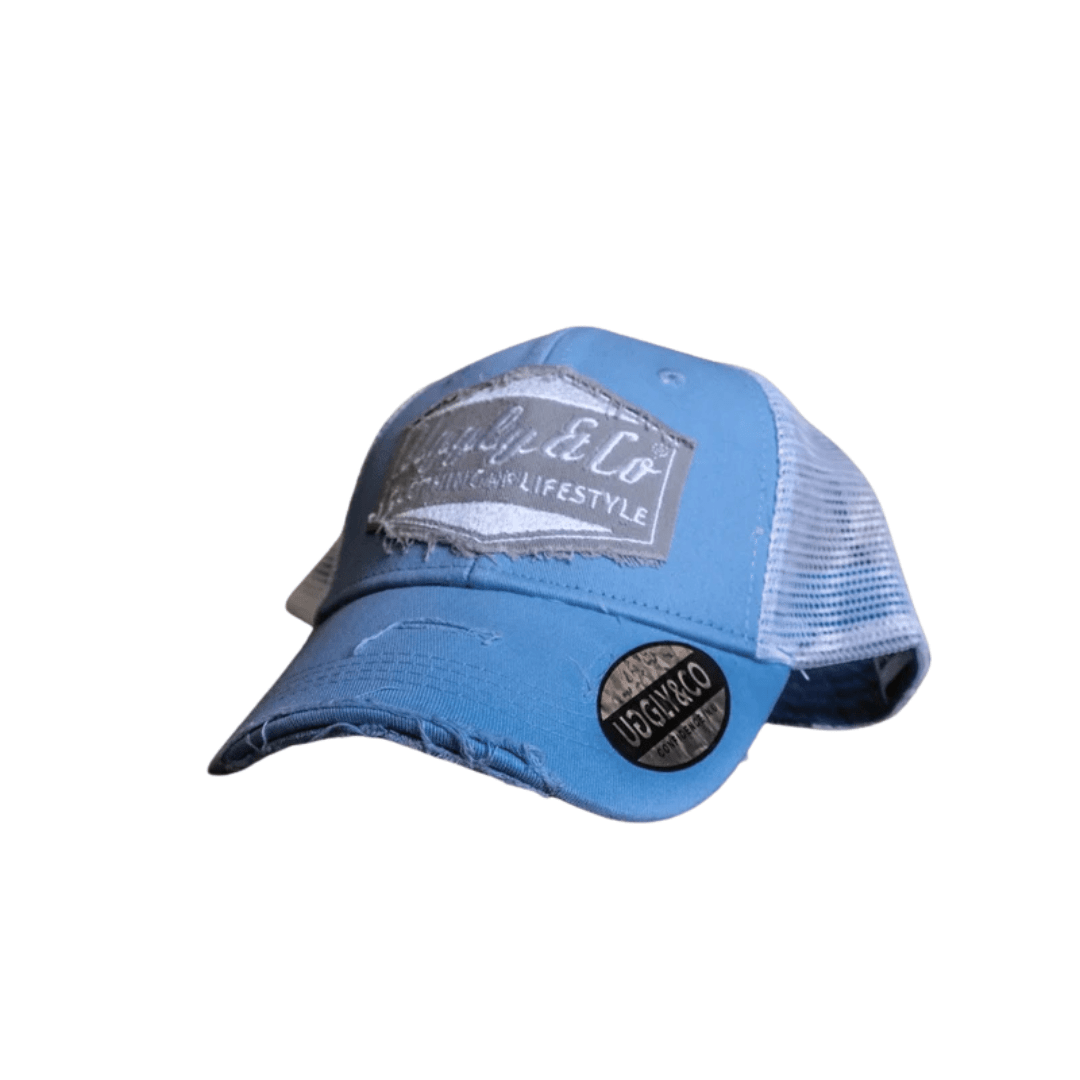 Uggly & Co Light Blue & Silver Diamond Trucker Hat - Swagger & Jacks Ltd
