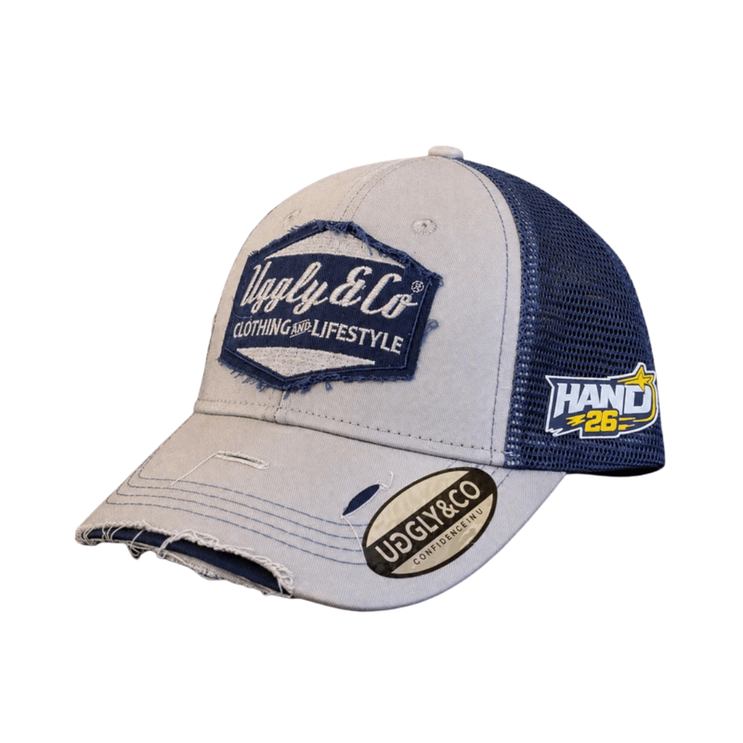 Uggly & Co Off White & Navy Diamond Cap - Swagger & Jacks Ltd