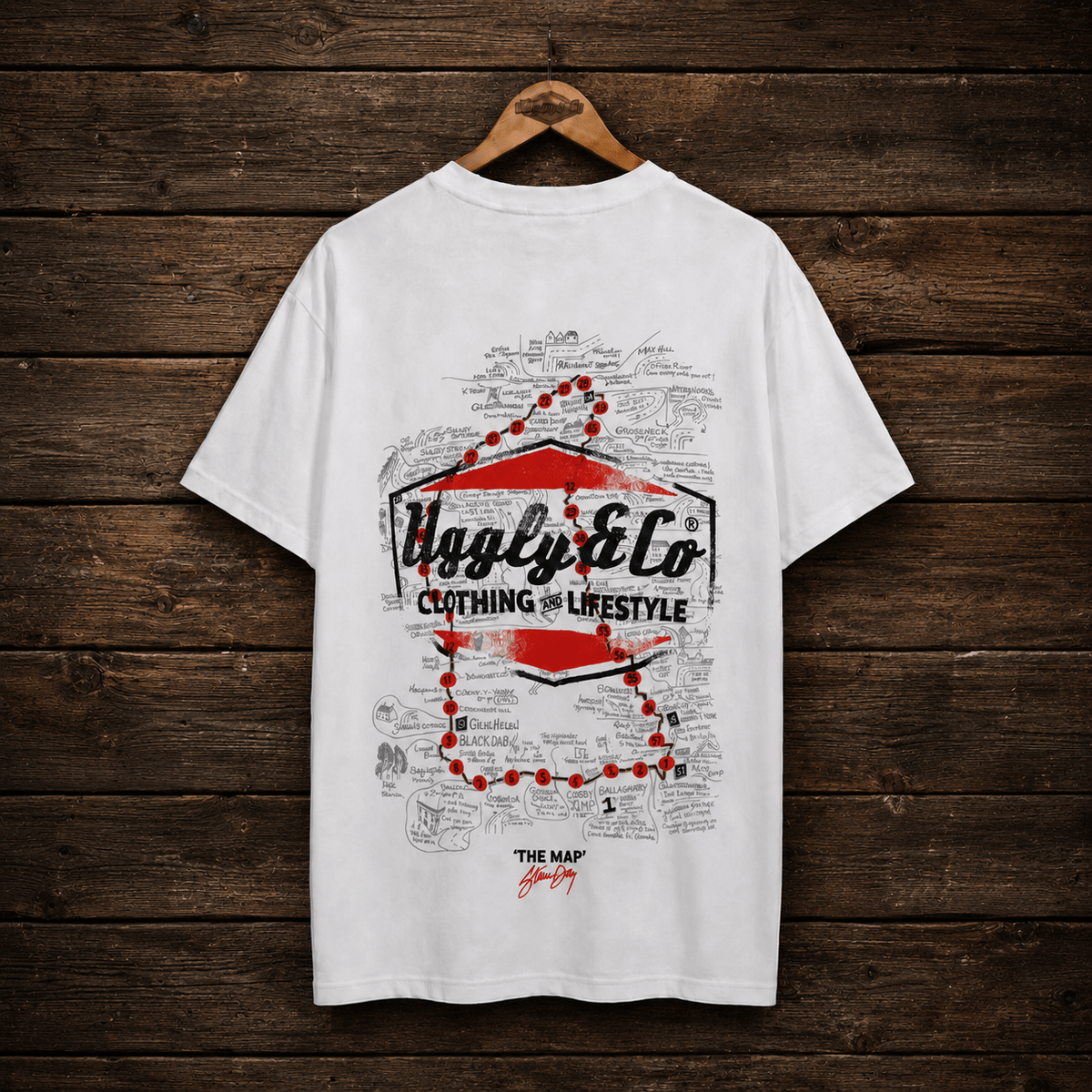 Uggly & Co Steve Day ‘The Map’ x Diamond White T-Shirt - Swagger & Jacks Ltd
