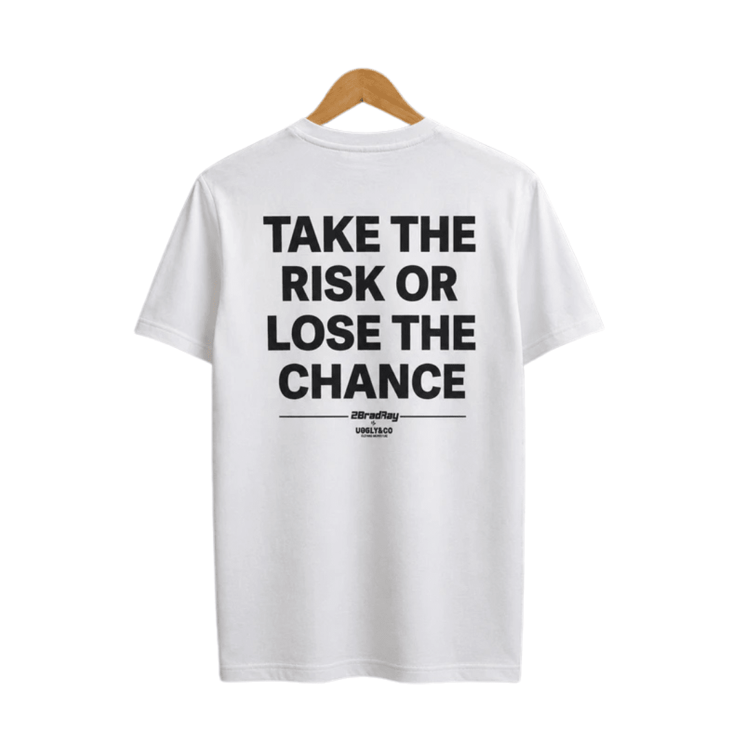 Uggly & Co White Bradley Ray 'Take the Risk' T-Shirt - Swagger & Jacks Ltd