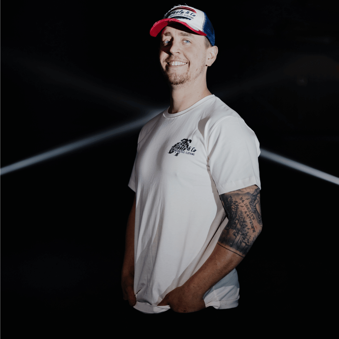 White Flattrack Tee - Swagger & Jacks Ltd