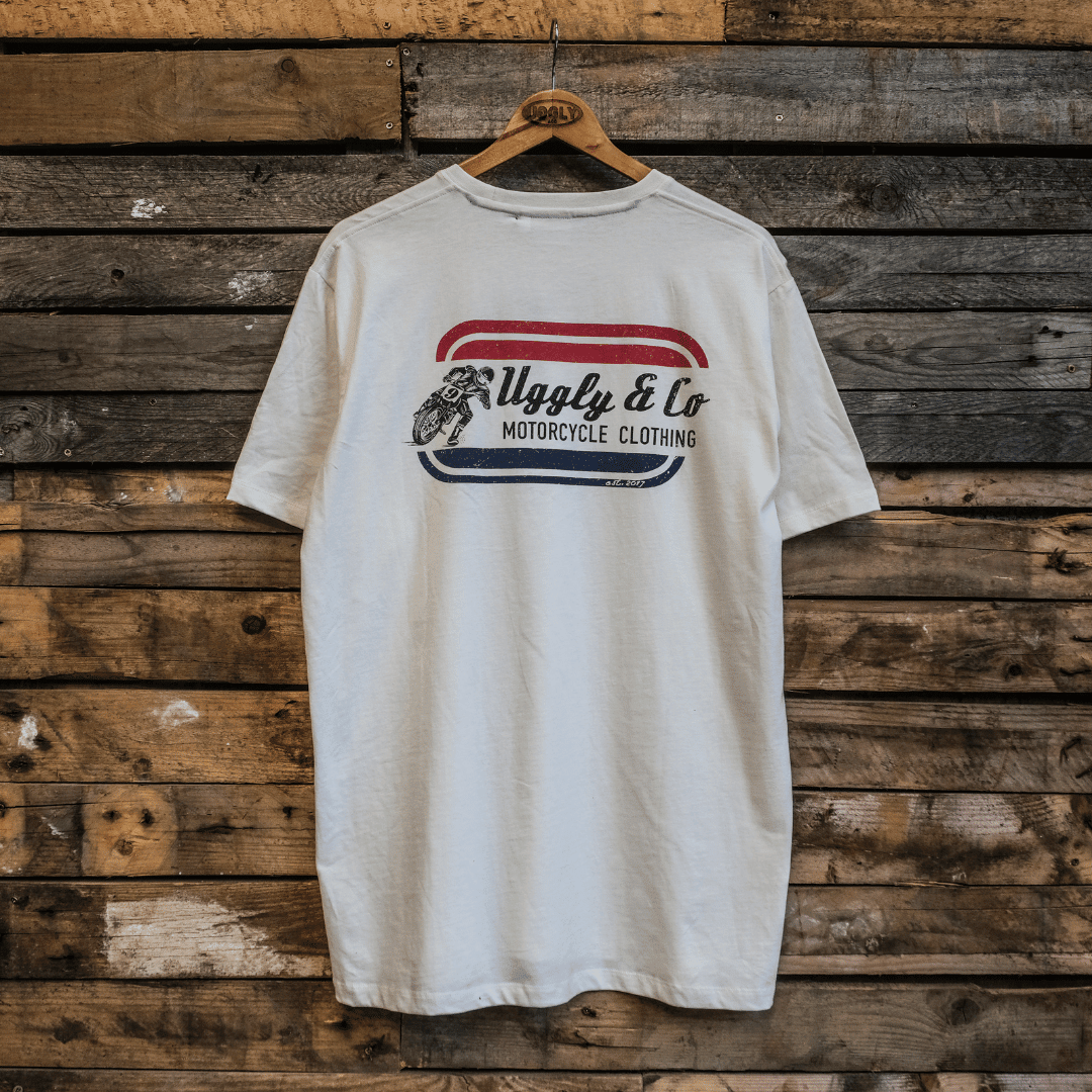 White Flattrack Tee - Swagger & Jacks Ltd