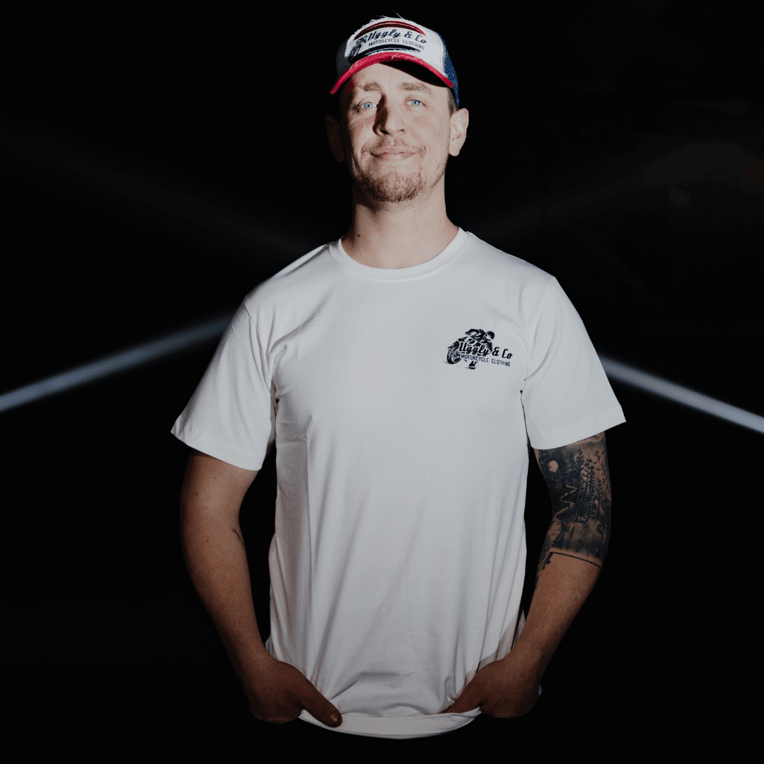White Flattrack Tee - Swagger & Jacks Ltd