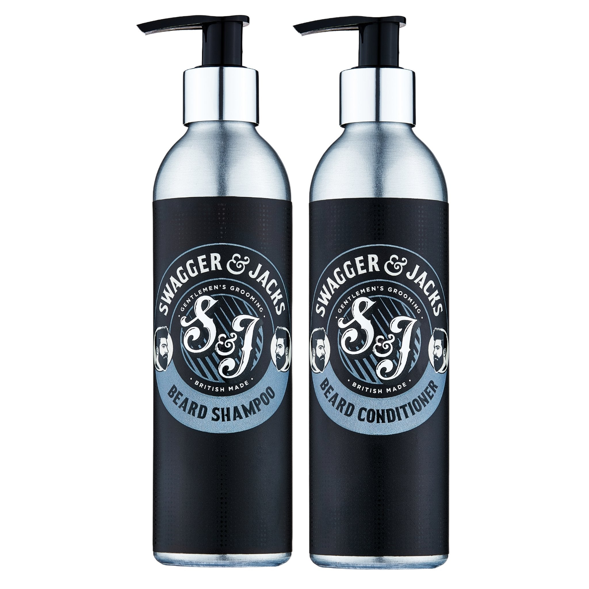 Swagger & Jacks Beard Treatment Set – vegan Argan Oil shampoo & conditioner for soft, healthy beards