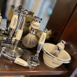 Classic Shaving Set in Chrome-Ivory - Swagger & Jacks Gentlemen's Grooming Ltd