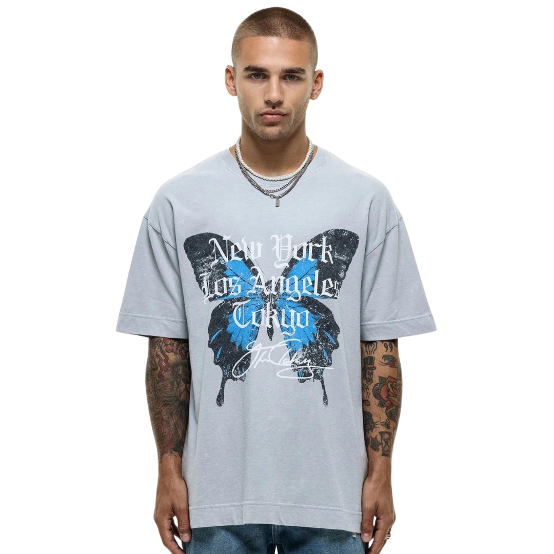 GNF Sustainable Orbit Butterfly Grey Wash T-Shirt - Swagger & Jacks Gentlemen's Grooming Ltd