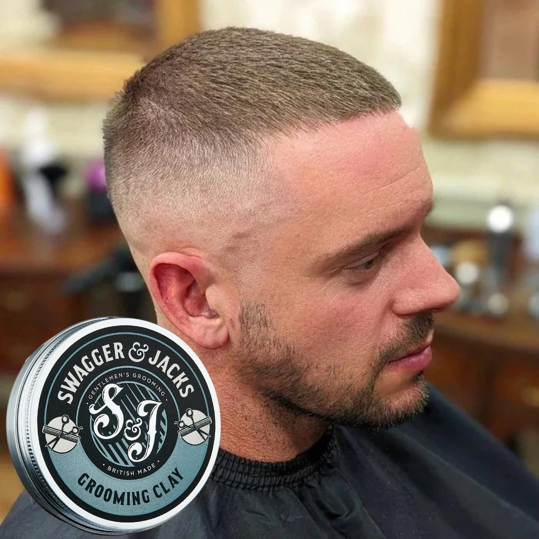 Men’s hairstyle created with Swagger & Jacks Grooming Clay – natural texture and volume with dry matte finish